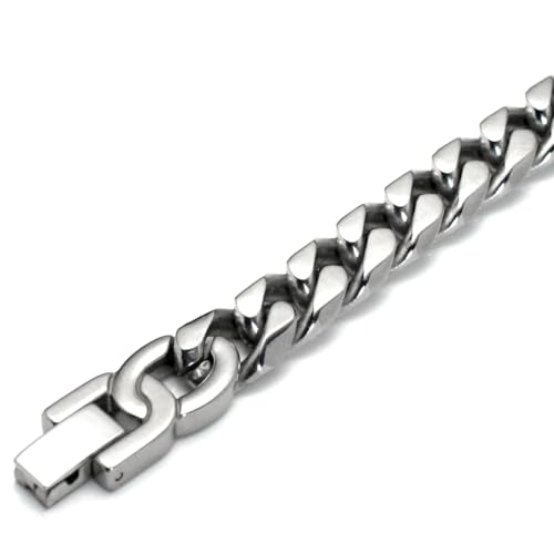 Italian Cut Men's Titanium 10MM Curb Link Bracelet (Length 7" - 10")3