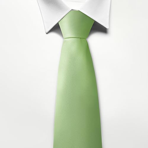 Image of Men's Classic Satin 3.15 inch Soild Color Necktie Wedding Business Tie & Gift Box