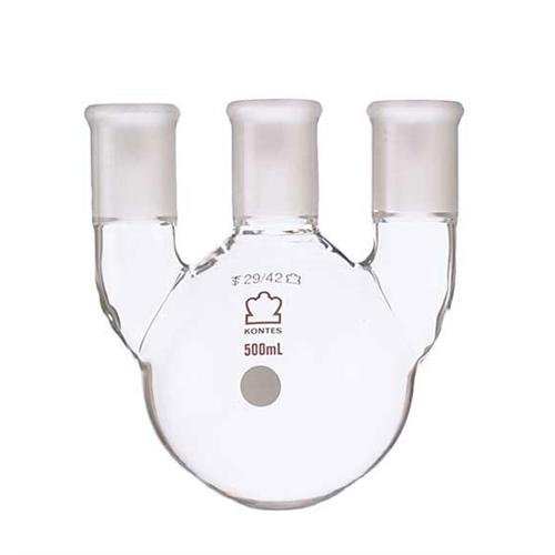 Kimble 606000-2624 Heavy Wall Round Bottom Distilling Flask, Three Vertical Necks, Standard Taper Center Joint 24/40, Standard Taper Side Joint 24/40, 5000mL Capacity