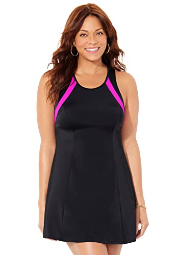 Swimsuits For All Women's High Neck Two Piece Racerback Swimdress (Plus