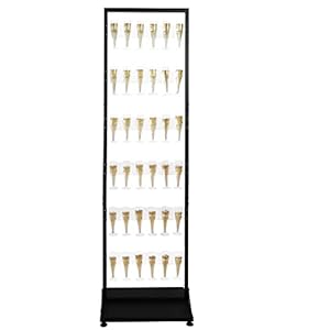 Upper Midland Products Champagne Wall Display Stand Holder, 6 Tier Acrylic Wine Glass & Flute Wedding and Party, Mimosa Bar Decor, Can Hold Up To 36 Cups, Measures 73″ x 22″ x 16″