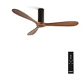 CREATE / WINDTUBE/Ventilador de techo negro aspas madera oscura con mando/Silencioso, función verano-invierno, 6 velocidades, temporizador 1 a 4 h, 40W, Ø132 cm