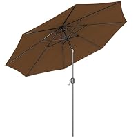 Outsunny Ombrellone A Sbalzo 3 M Con Base A Croce E Manovella - Grigio Per Giardino E Terrazzo - 3