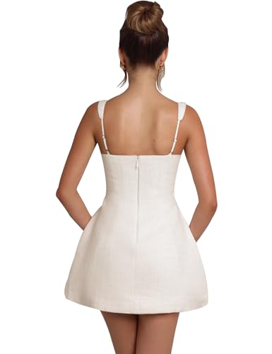 SHESEEWORLD Women's Sleeveless Tank Dress Square Neck Adjustable Straps Backless Mini Dress4