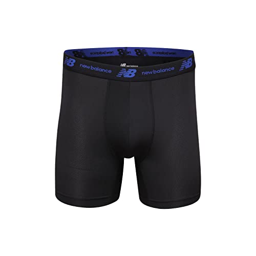 New Balance Men's Mesh 5" No Fly Boxer Brief, Athletic Compression Underwear (3-Pack), Lead/Team Navy/Black, Medium4