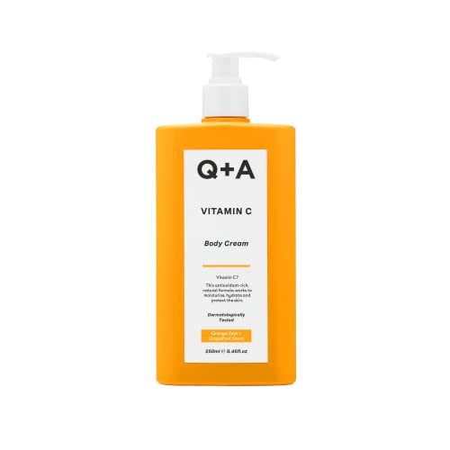 Q+A Vitamin C Körpercreme, enthält Inhaltsstoffe, die die Haut mit Feuchtigkeit versorgen, so dass sie den Aufbau der Haut nachahmen, 250ml