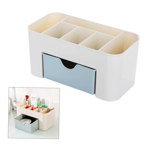 Beaupretty デスクトップ化粧品ケース デスクトップ化粧オーガナイザー デスクトップ化粧引き出し 卓上コスメティックオーガナイザー Blue