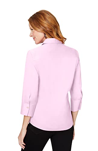 Foxcroft Women's Mary 3/4 Sleeve Stretch Solid Blouse, Pink Whisper, 4 #TOP1