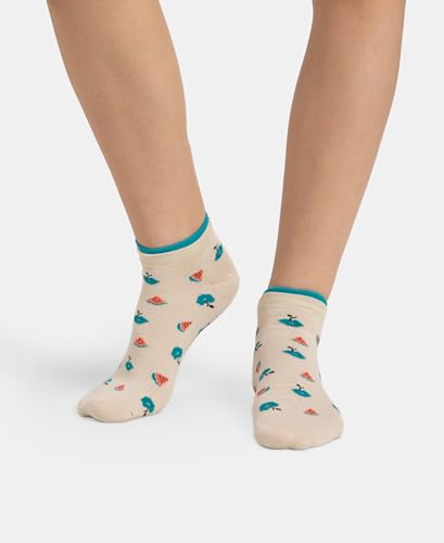 Jockey 7480 Women's Compact Cotton Stretch Low Show Socks with StayFresh Treatment (Pack of 2)_Peacoat & Oat Meal_FREE SIZE - Image 2 thumbnail