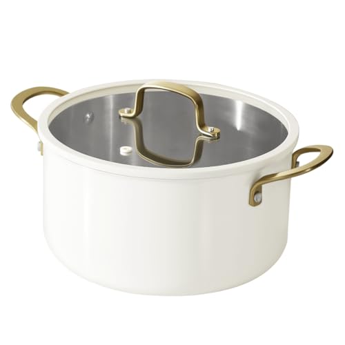 Olla California SS CM24 con tapa blanco/oro