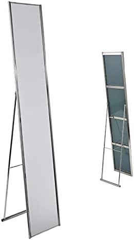 Adesso Alice Simple, Modern Full Length Mirror with Satin Steel Folding Frame