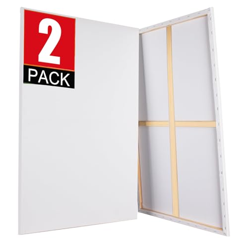 PALFIK Stretched Canvases for Painting 30x40 Canvas Large Canvas for Painting White Painting Canvases for Acrylic Oil Tempera Watercolor or Other Paints (2Pack)