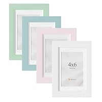 eletecpro 4x6 Picture Frame 4 Pack, Colorful Picture Frame with 4 Colors Matted to 3.5x5 Photos or 4x6 No Mat, Cute Picture Frames Made of Engineered Wood and Acrylic, Fun Kids Room Wall Decor