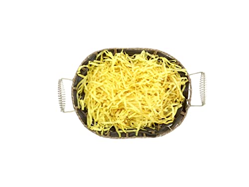 Image of Thin Shredded Paper Crinkle Paper Grass Strips Gift Tray Decoration, Gift Hamper Decorations, Gift Box fillers, Wedding Birthday & Valentines Day Gift (500 Grams, Yellow)