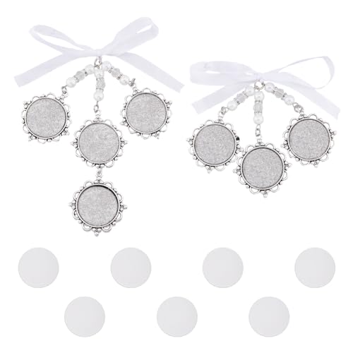 SUPERFINDINGS 2 pieza de 2 estilos de Ramo de Flores con Lazo para Ramo de Boda Marco de Fotos de Novia con Cabujón de Cristal Transparente Y Cinta de Satén.