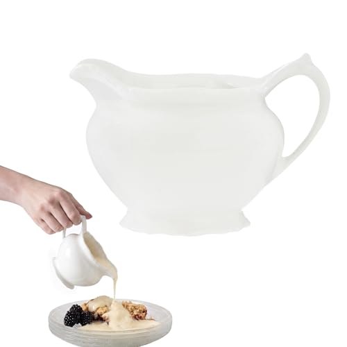 Premier Housewares Quinn Embossed Ceramic Cream Jug 200 ml Ceramic Milk Jug Dishwasher Safe White Small Milk Jug for Tea Coffee Custard and Gravy