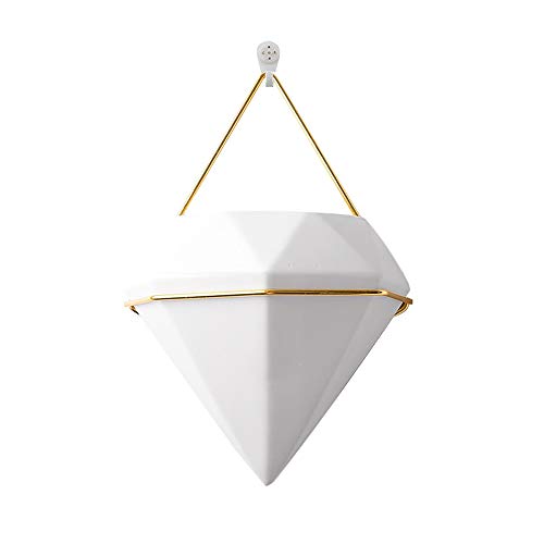 Maceta para colgar en la pared,maceta de cerámica triangular, maceta para colgar en la pared,jarrón para colgar en interiores,,Dorado, Small