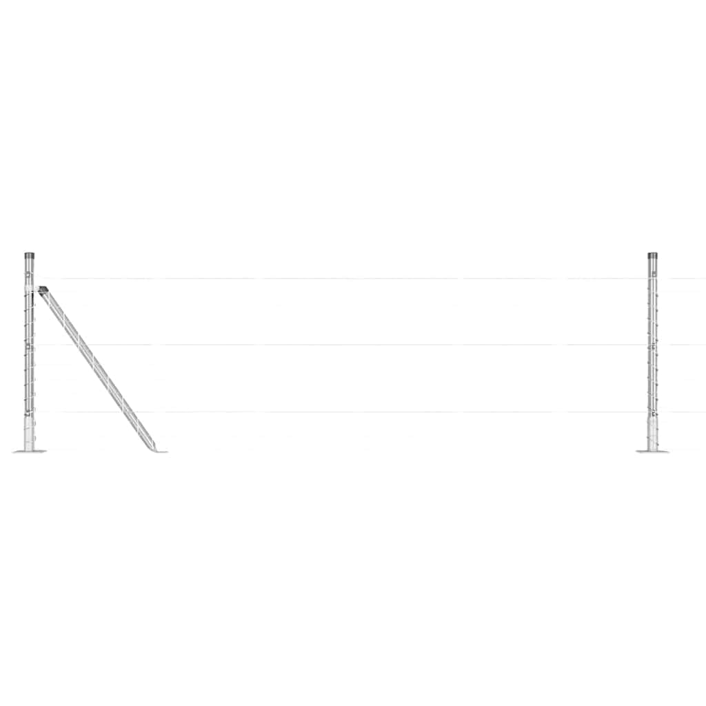 Postes de valla para hormigón de acero con recubrimiento en polvo, juego de 13 unidades, plata, para jardín, terraza, terreno, base de hormigón resistente, resistente a la intemperie para