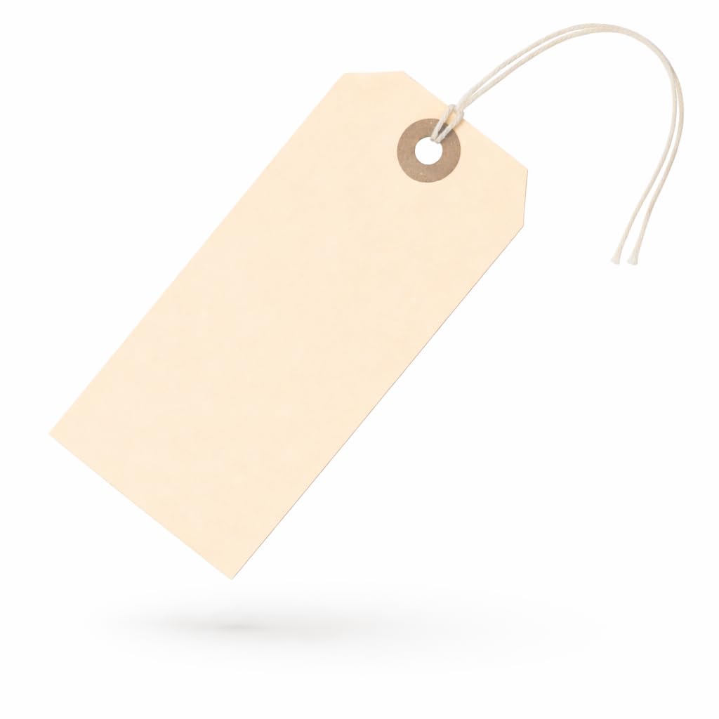 Premium Hang Tags with String - Box of 100 Tags #5-4.75” x 2.375" - String Tags for Labeling with Reinforced Eyelet and String Attached