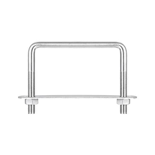 Image of uxcell Square U-Bolts, 87mm(3.43 inch) Inner Width 70mm Length M8 304 Stainless Steel U Clamp Bolt with Nuts and Plates, for Boat Trailer
