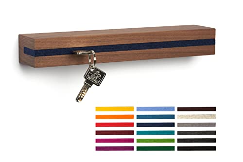 Buchenbusch urban design Colgador de llaves "nogal", fieltro "azul oscuro" (72 variantes), barra para llaves, ganchos de madera, soporte para llaves Cover