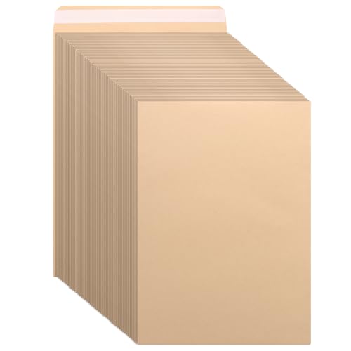 Image of GBACHOOSE 100 Pcs A4 Kraft Envelope, 324×229mm Self Seal Pocket Envelopes, 120 GSM Peel & Seal Wallet Envelopes, Brown Letter Envelope for Mailing, Posting Shipping Storing Documents