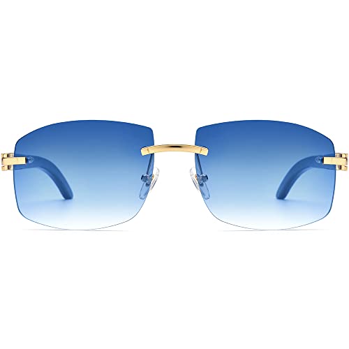 Image of HEPIDEM 100% Really Buffalo Horn Natural Mussel Shell Rimless Sunglasses 706