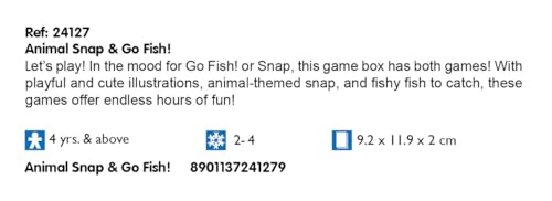 Image of Frank Animal Snap & Go Fish Card Games | 2-in-1 Fun Matching & Memory Game for Kids 4+ Years & Adults | Classic Travel-Friendly Card Game with 104 Cards for Family Game Night & Early Learning