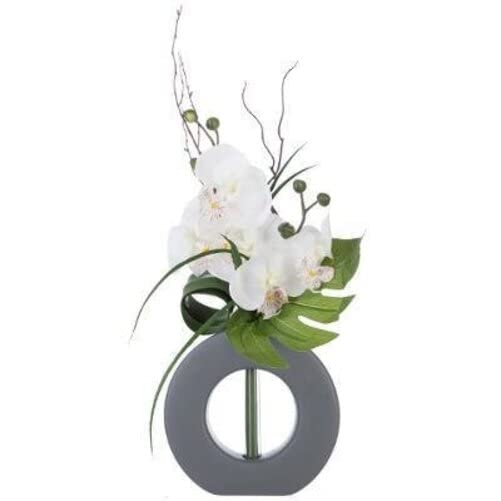 AC-Déco Composition Florale en Vase Gris - Orchidée Artificielle - Modèle Aléatoire