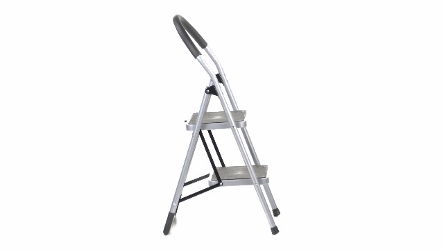 Relaxdays Scaletta Pieghevole 2 Gradini – Portata 150 Kg, Antiscivolo, In Acciaio Bianco, Per Casa