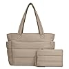 TOPDesign Bolsa Tote Acolchada para Mujeres, Bolso de Mano Ligero y Esponjoso con Compartimentos, Bolsa de Hombro Acolchada para Trabajo, Viajes, Gimnasio