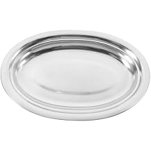 Cabilock 12 Inch Stainless Steel Oval Serving Plate Steamed Fish Dish Microwave Oven Safe Snack Platter for Home and Restaurant Use