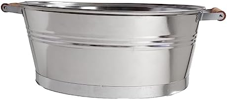 Houston International 6087 19-Inch Steel Planter/Tub, Silver