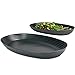 Hausfelder 2er Set Servierplatte Servierteller 22,5 x 39 x 4,5 cm, ovales Snackteller Tablett Set aus bruchfestem Kunststoff (2x2000ml, SpaceBlack) (2x2000ml, SpaceBlack)