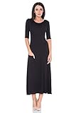  FUTURO FASHION décontractés pour Dames Vêtement Travail Manches Courtes col Rond Robe avec Poches FM30 - Noir, EU 40 (L)
