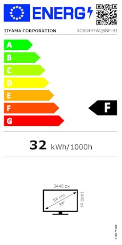 iiyama Prolite XCB3497WQSNP-B1 Curved 1500R 86.7cm 34 Zoll VA LED-Monitor UWQHD HDMI DP USB3.2 USB-C Dock 95W RJ45 KVM-Switch Höhenverstellung Adaptive Sync schwarz