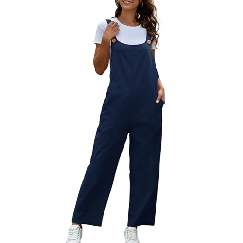 Overol cómodo de mujer con bolsillos grandes y pantalones holgados vintage