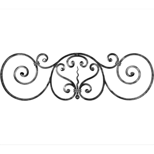 Panneau d'ornement lisse avec détails motif feuilles - Hauteur 270mm Longueur 860mm Section en carré largeur 16x16mm - Fer forgé Metal à souder - Pour...
