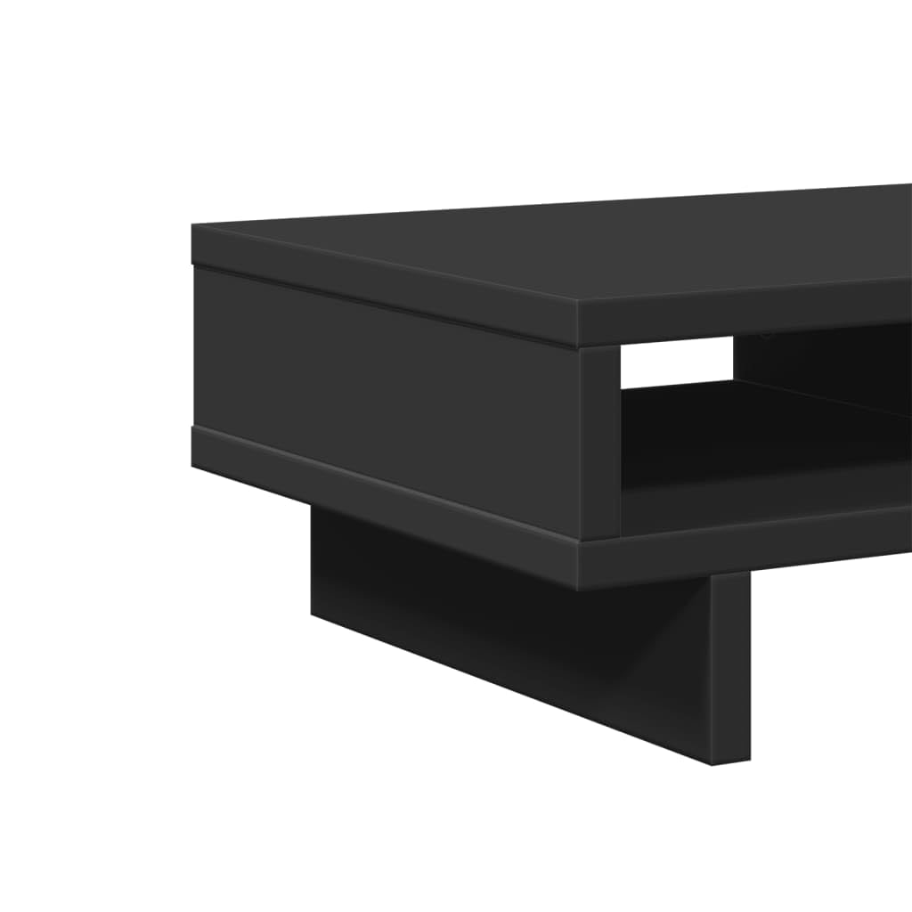 Supporto per monitor nero in legno 50 x 27 x 15 cm con 2 scomparti, rialzo ergonomico per scrivania del computer, scrivania, laptop, PC, tablet, salvaspazio e stabile per ufficio e