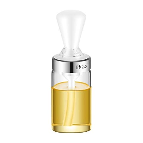 Liflicon Olive Oil Dispenser Bottle-Drip Spout Leakproof Condiment Container 150ml/5.1oz with Silicone Brush for BBQ Grill Kitchen BPA Free Dishwasher Safe Cover