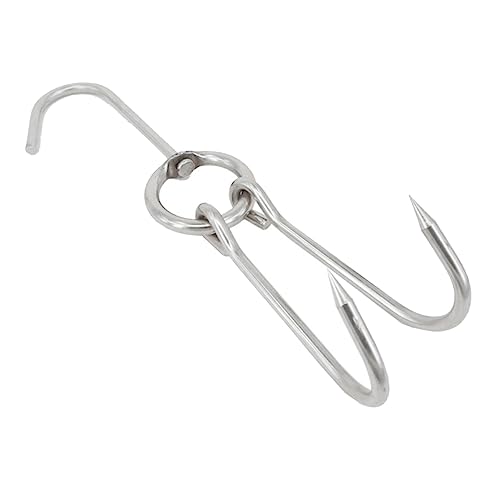 Zerodeko Crochets à Viande En Acier Inoxydable Doubles 24 Cm Diamètre 4 Mm Résistants à La Corrosion Pour Boucherie Professionnel Et Fumage De Viande Lot De 6 Pièces