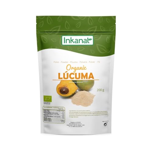 INKANAT Bio Lucuma en Polvo - endulzante natural sabor caramelo sin aditivos - 100% pura Lucuma - superalimento de Perú origen premium - ideal para repostería, batidos y deliciosos postres - Neto 200g