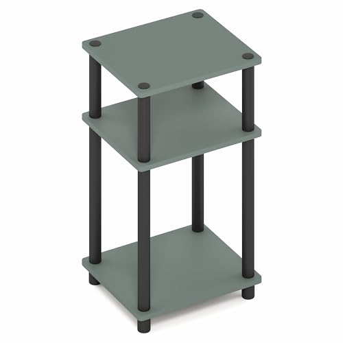 Image of Furinno JUST Side Table, 3-Tier End Table, Open Shelves Night Stand, Bedside Table, Toolless Assembly, for Living Room, Bedroom, Bathroom, Sage Green