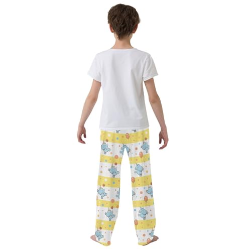 ZZXXB Birthday Hippo Balloon Boys Long Pants Soft Trousers Elastic Waist Kids Lounge Bottoms with Pockets S-XL3