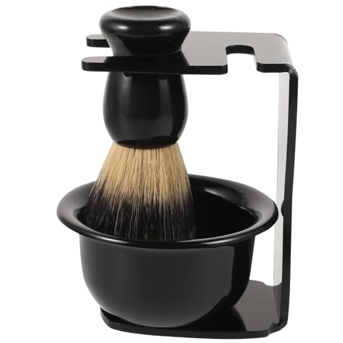 FOMIYES Men's Shaving Kit Brush Bowl Stand 3-piece Set Soft Nylon Bristles Comfortable Shave