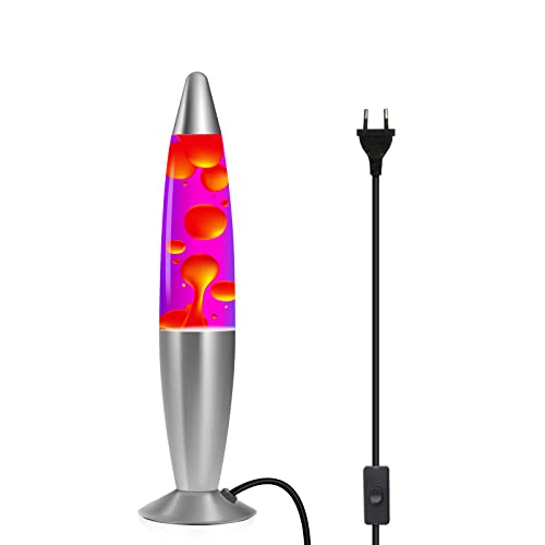 Lampe à Lave Décorative Rouge Et Jaune - Ambiance Rétro Avec Ampoules Halogènes Incluses