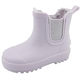 BEARPAW Toddler and Kids' Rain Boots with Faux-Fur Lining – Waterproof Rubber Chelsea Boot for Boys & Girls – Purple, Size 3