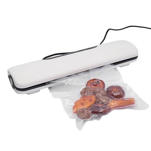 Envasadora al vacío para cocina, con manguera y 10 bolsas de vacío, ligera y portátil, para envasar al vacío verduras, frutas, carne, frijoles, color blanco