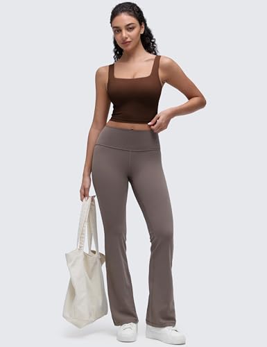 Image of CRZ YOGA Butterluxe Square Neck Crop Tank Top | Light Support, Removable Pads, Yoga, Extremely Soft, Wide Straps, Longline Sports Bras for Women