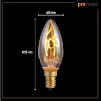 Edison LED-Filament-Kerze dimmbar E14 2,5 Watt Einzelwendel 1.800 K extra-warmweiß 136lm C35 LED-Leuchtmittel Dekolampe Vintage Retro – Ansicht 3